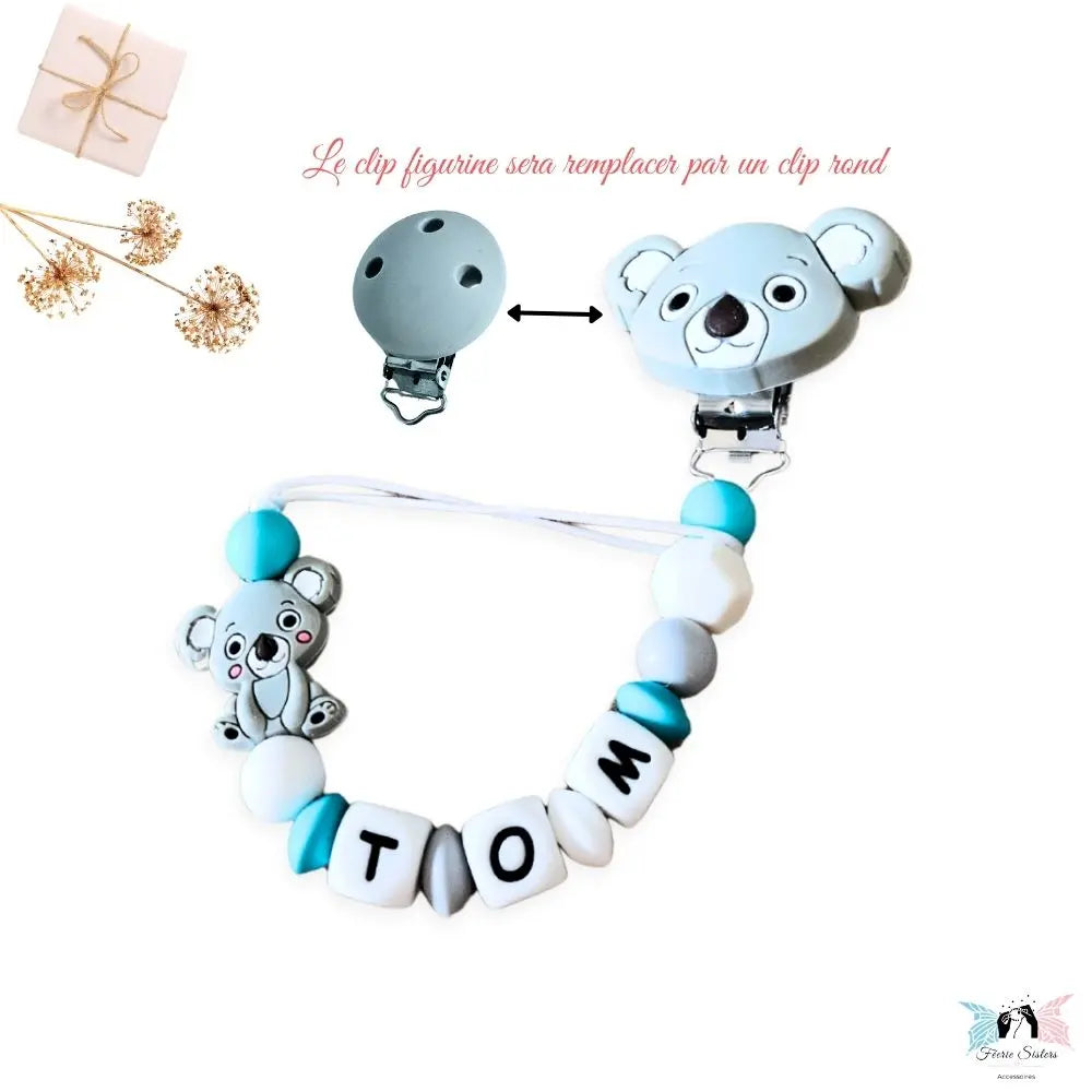 Attache tétine personnalisée koala Féerie Sisters