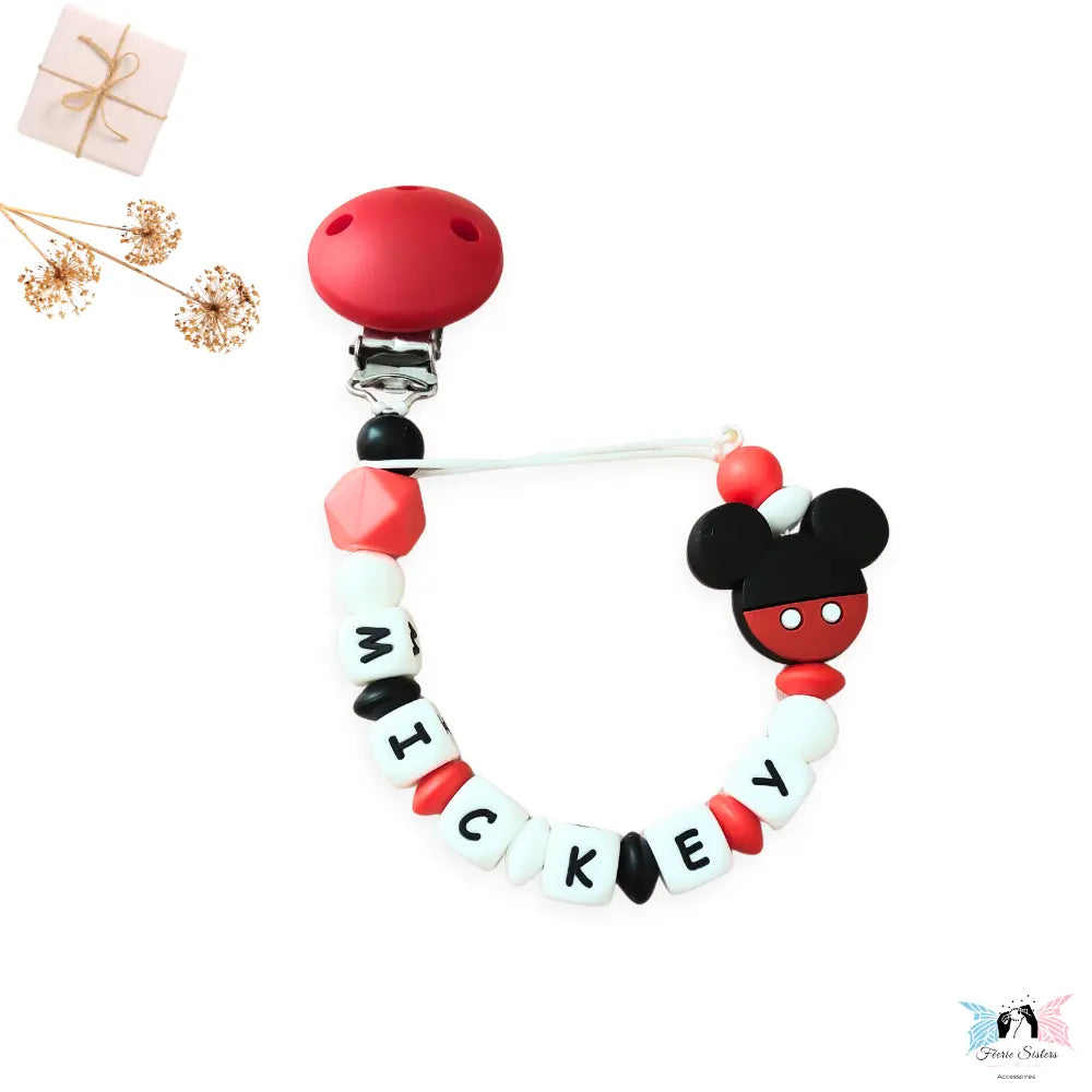 Attache tétine Disney personnalisée – Modèle Mickey & Minnie Féerie Sisters
