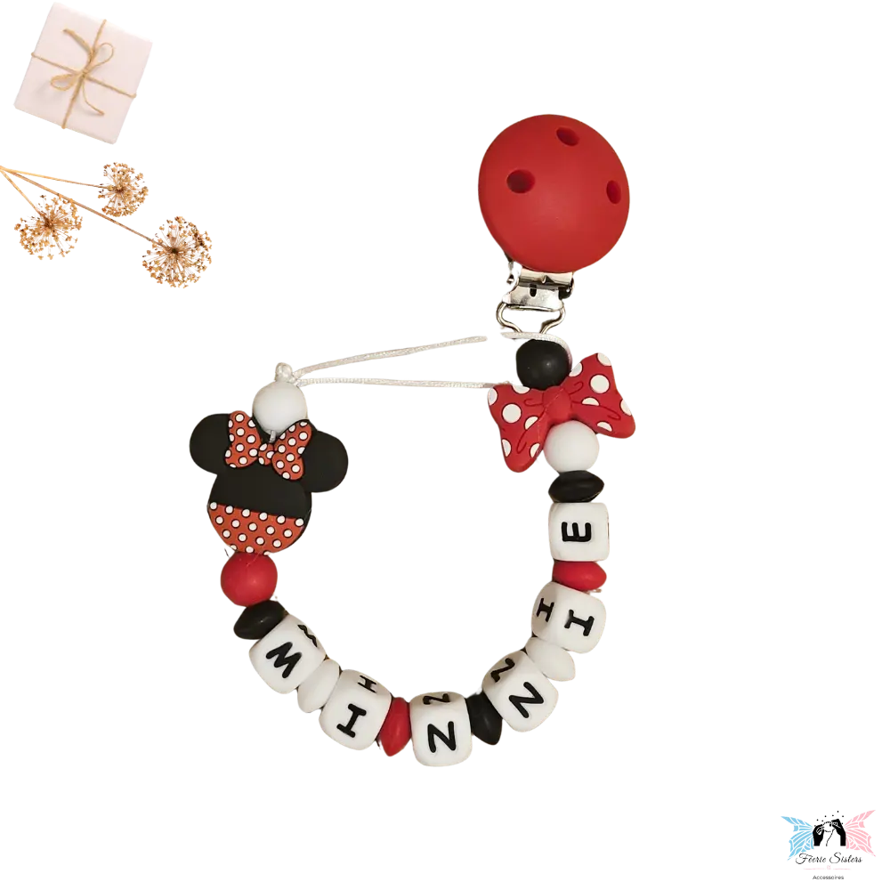 Attache tétine Disney personnalisée – Modèle Mickey & Minnie Féerie Sisters
