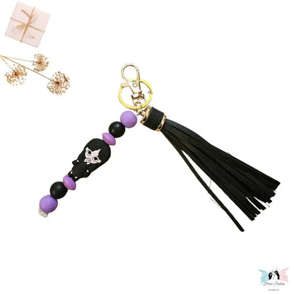 Porte-clé personnalisé avec prénom et perles en silicone.